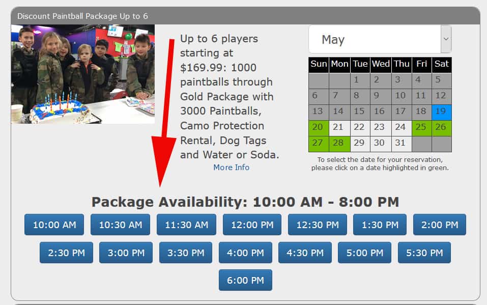 Show Package Availability Online Reservations Waivers Promotions